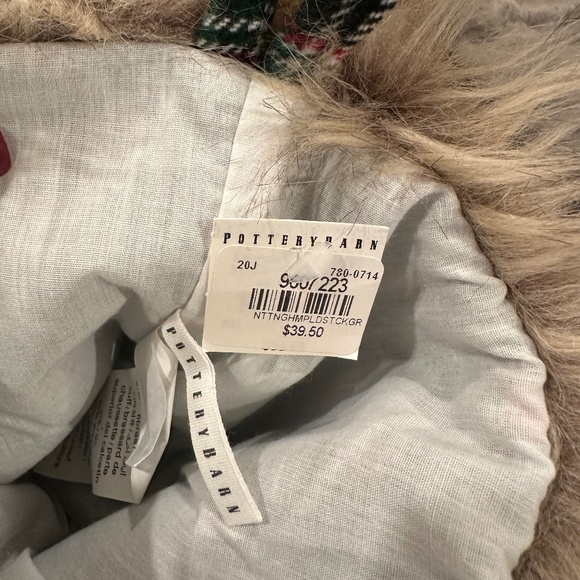 Faux Fur Green Plaid Stocking PB/NWT - Picture 6 of 6